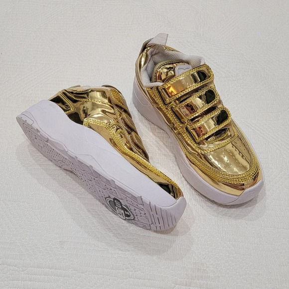DC Tribeka V Le Gold Sate Shoe Sneaker Women's Size 5.5 Unilite New - Picture 7 of 10